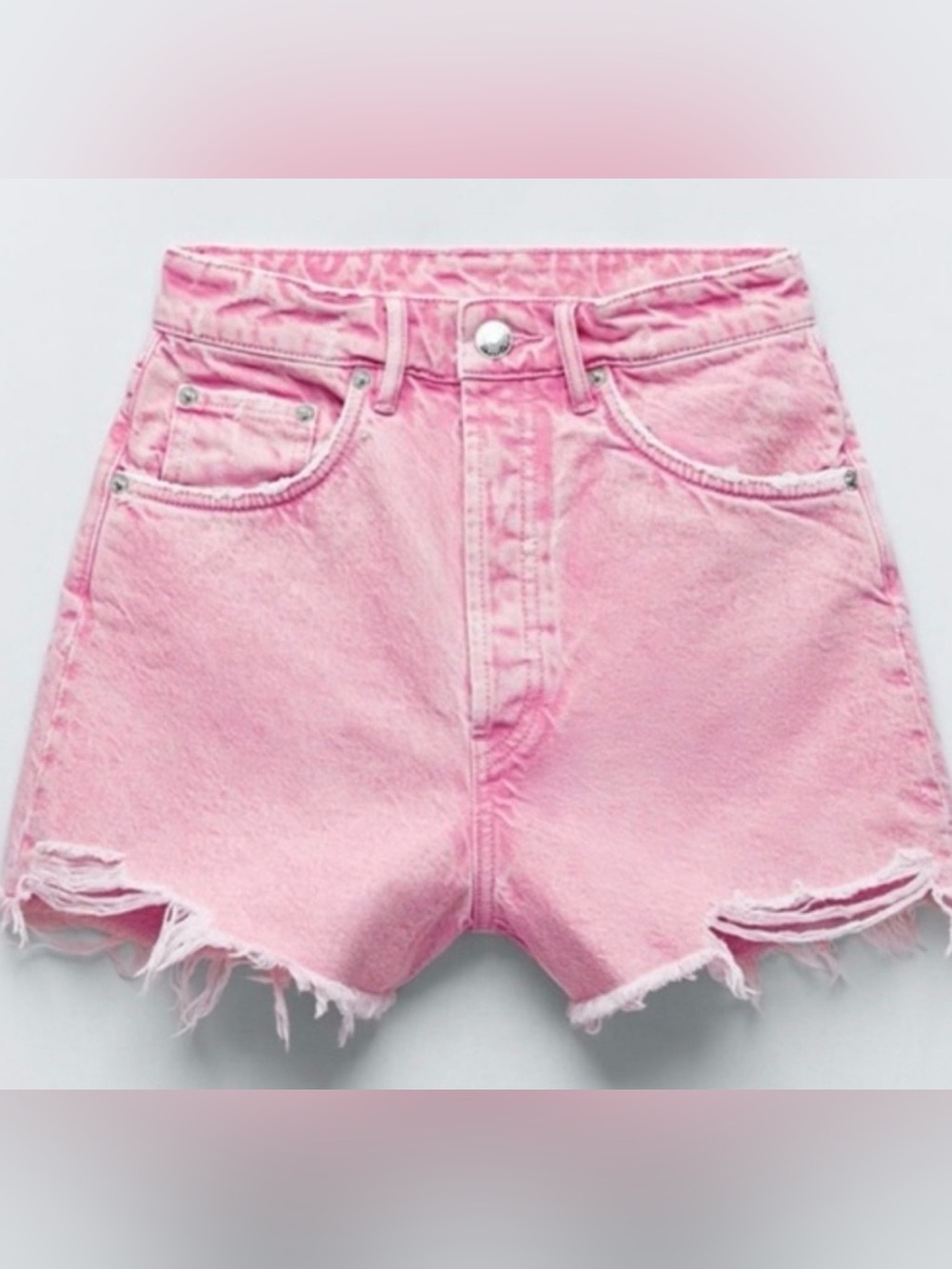 Zara Faded Pink Denim Bubblegum Cutoff Shorts. Size 4.